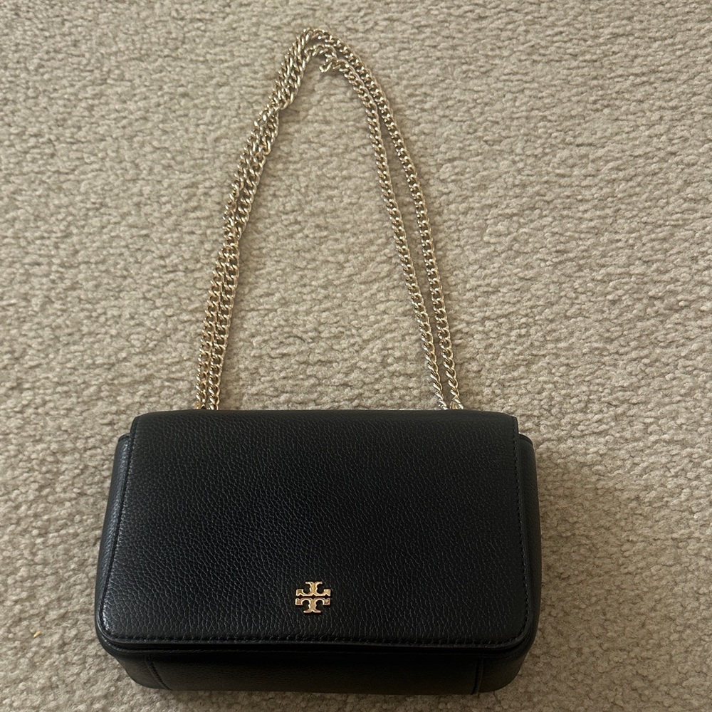 Tory Burch Black Crossbody Bag with Gold Chain